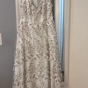 Xscape White Embroidered Occasion Gown